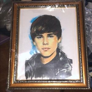 Framed Justin Bieber photo painting